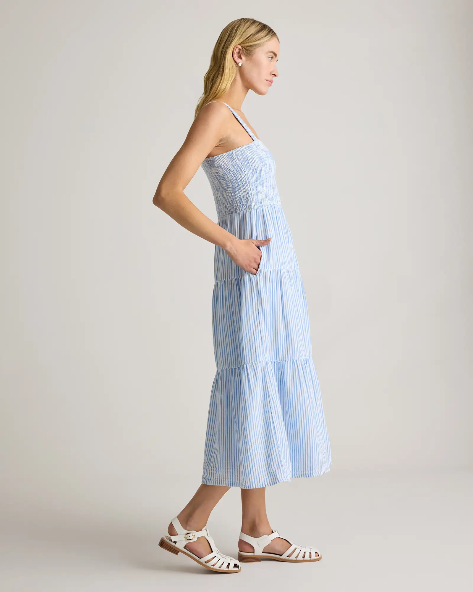 100% Organic Cotton Gauze Smocked Sleeveless Maxi Dress | Quince