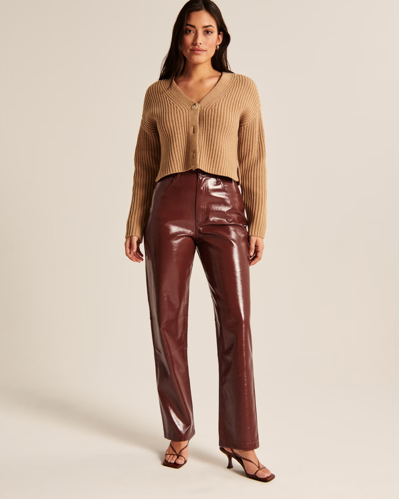 Women's Curve Love Patent Leather 90s Straight Pants | Women's New Arrivals | Abercrombie.com | Abercrombie & Fitch (US)