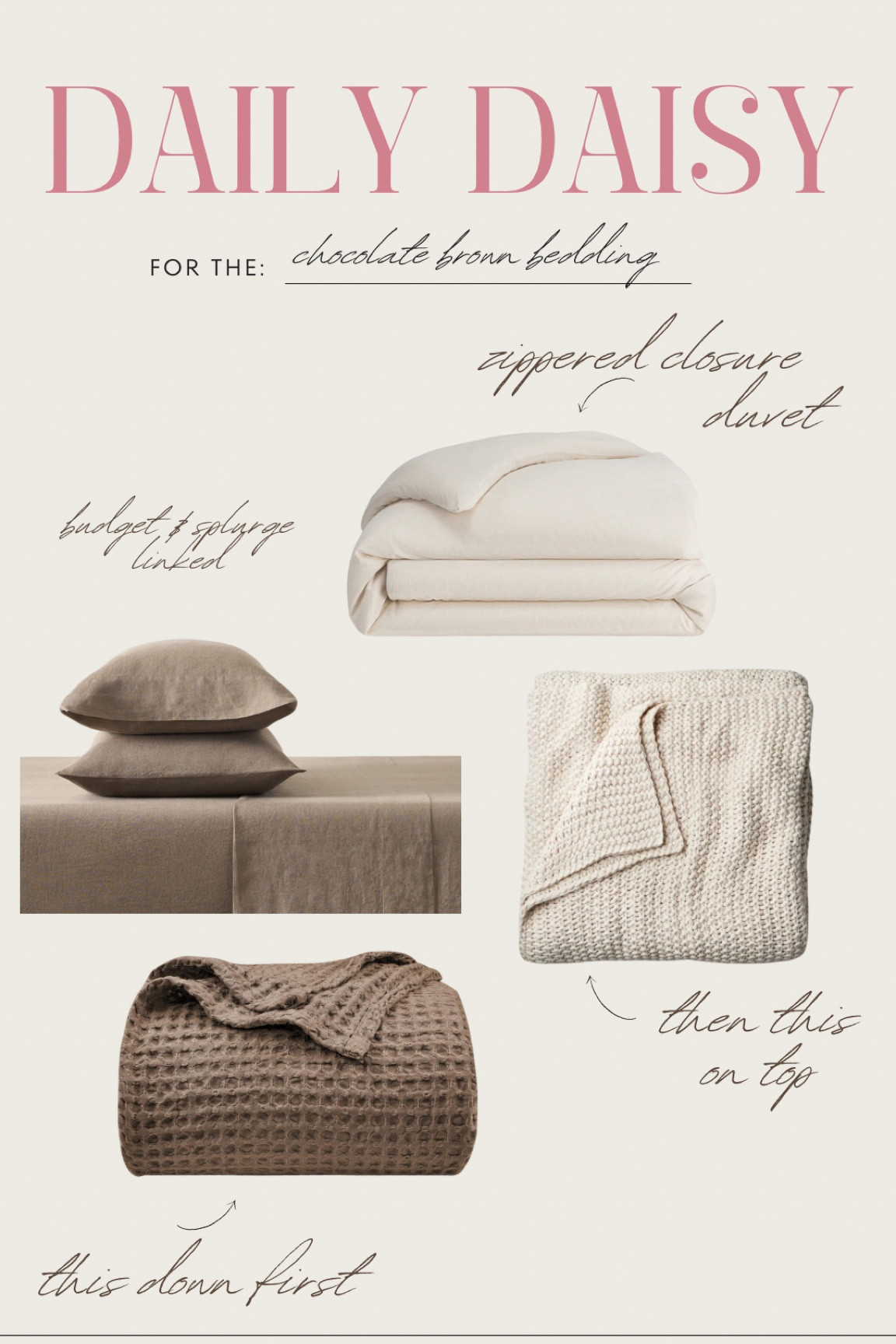 Brown leading, layered bedding, layered bed 

#LTKFindsUnder50 #LTKStyleTip #LTKHome