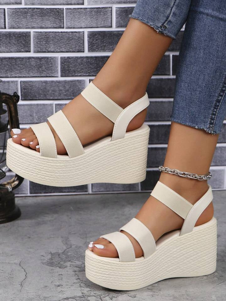 Ladies" Fashionable Waterproof High Wedge Heel And Thick Platform Sandals For Outdoor Wear | SHEIN
