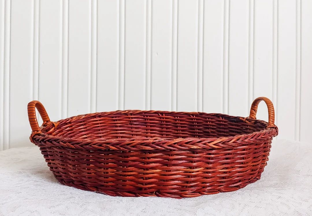 Vintage Basket Tray Wicker Tray Brown Natural Brown - Etsy | Etsy (US)