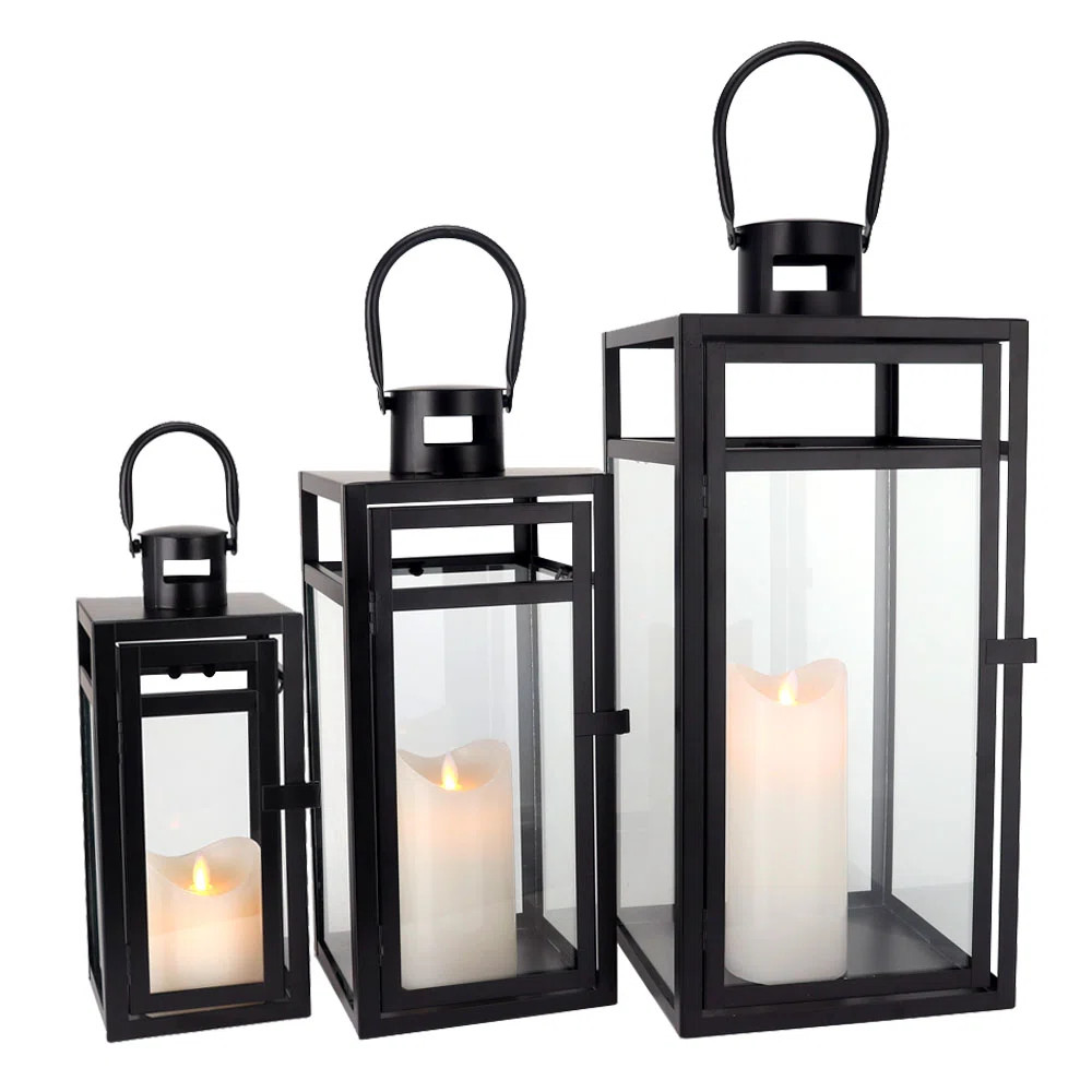 Metal Candle Lantern Set - Assorted Sizes (12/15/19 Inch) | Wayfair | Wayfair North America