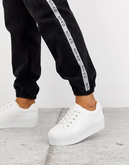 ASOS DESIGN Dramatic chunky lace up sneakers in white | ASOS (Global)