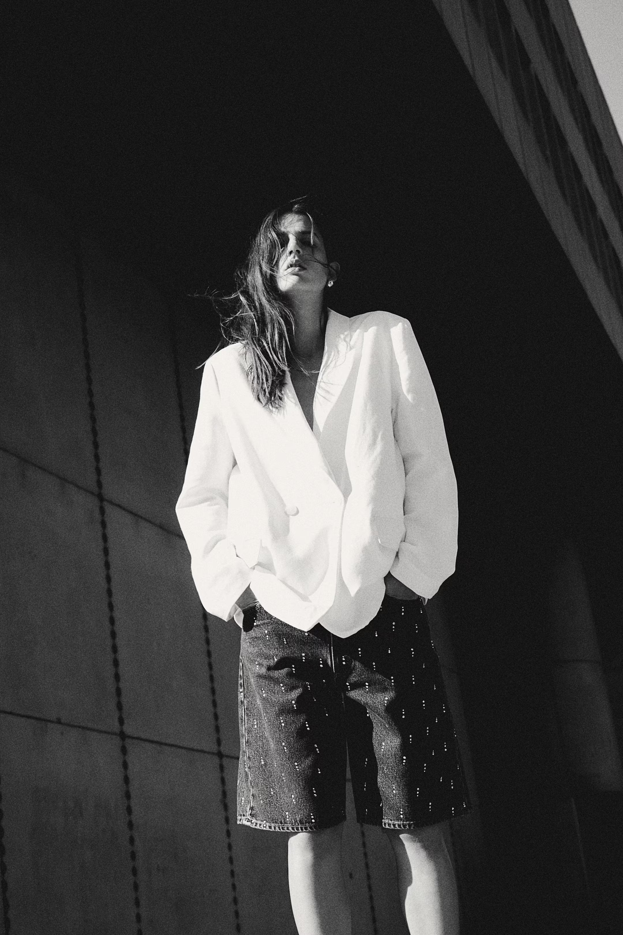 Rhinestone-embellished denim shorts | H&M (UK, MY, IN, SG, PH, TW, HK)