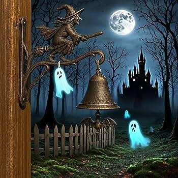 Vintage Witch Doorbell - Halloween Witch Bells for Door Decorative Hanger with Broom-Riding Witch... | Amazon (US)