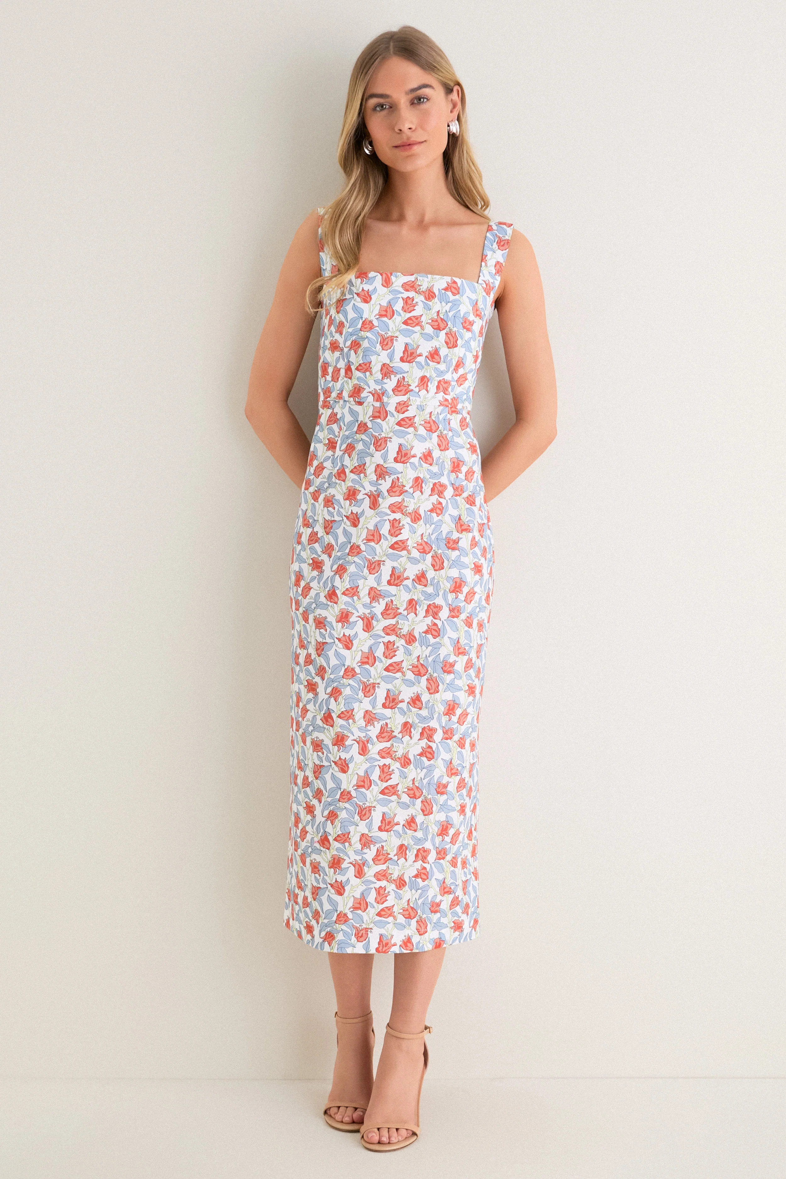 Red Bougainvillea Long Slip Dress | Tuckernuck (US)