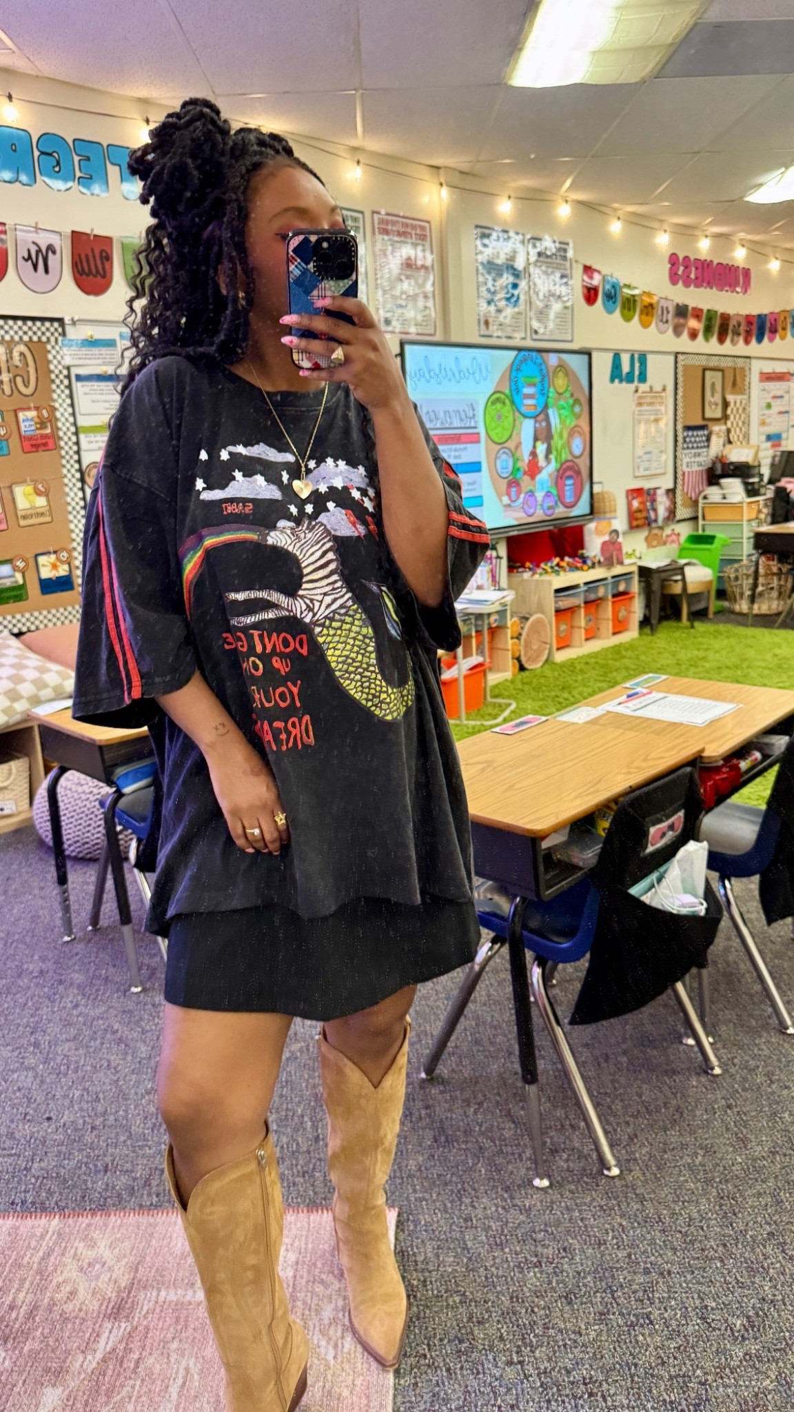 Wednesday! 
Dress: Medium (for length) 
Graphic Tee: XL

#LTKgrwm #LTKdayinmylife #LTKootd