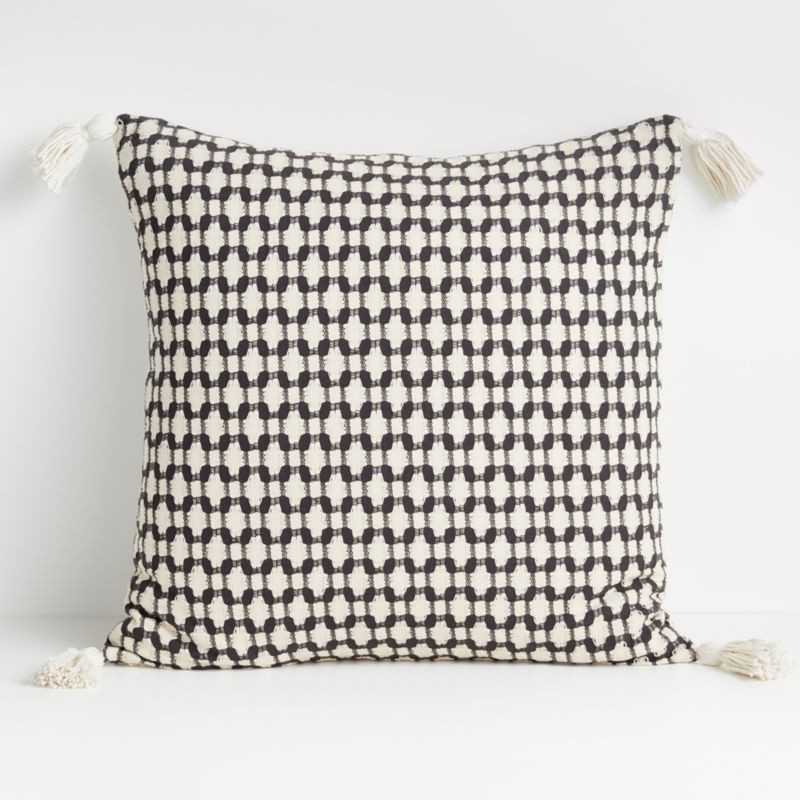 Tahona 23" Obsidian Textured Pillow with Down-Alternative Insert + Reviews | Crate and Barrel | Crate & Barrel