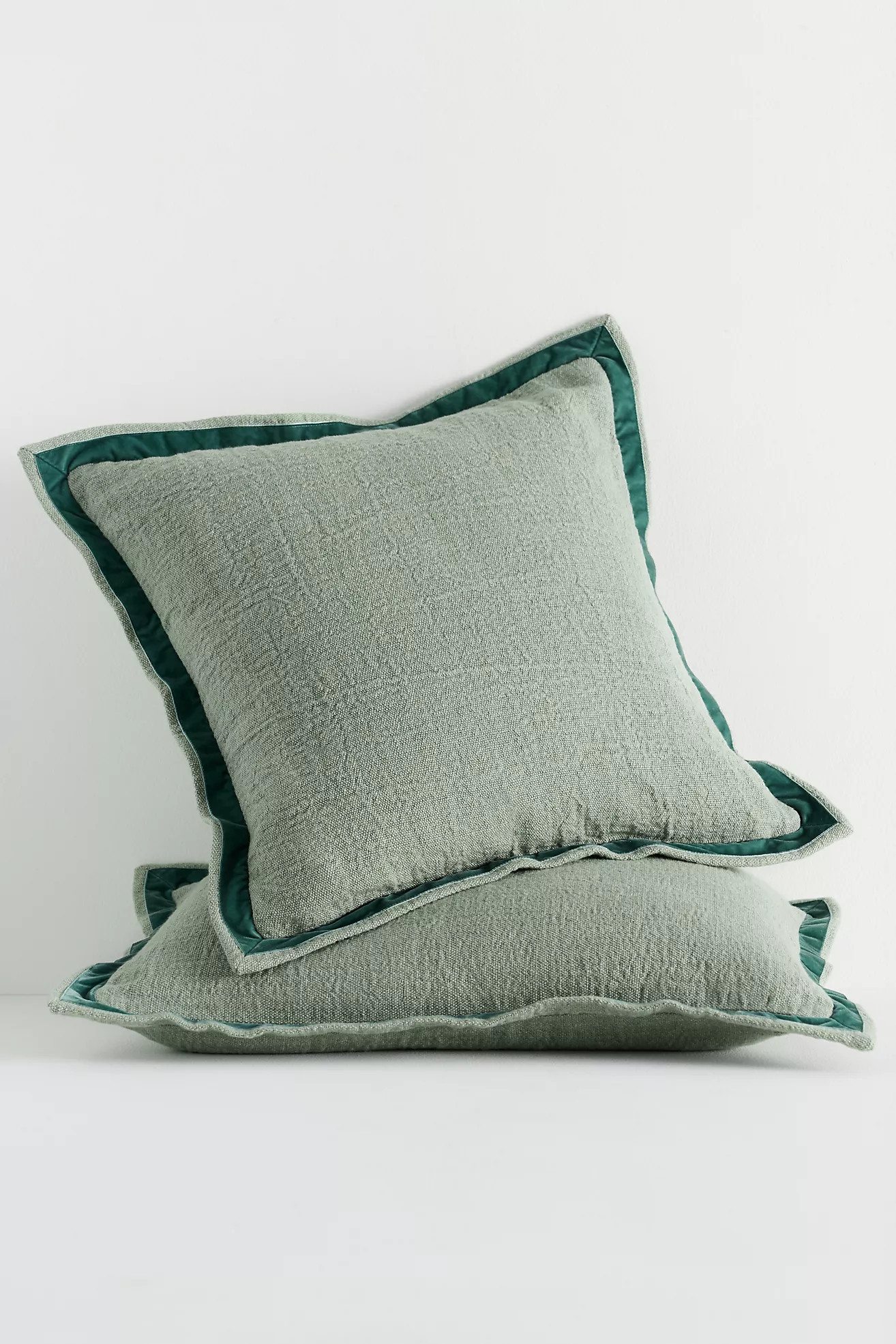 Emory Linen Velvet Bordered Pillow | Anthropologie (US)