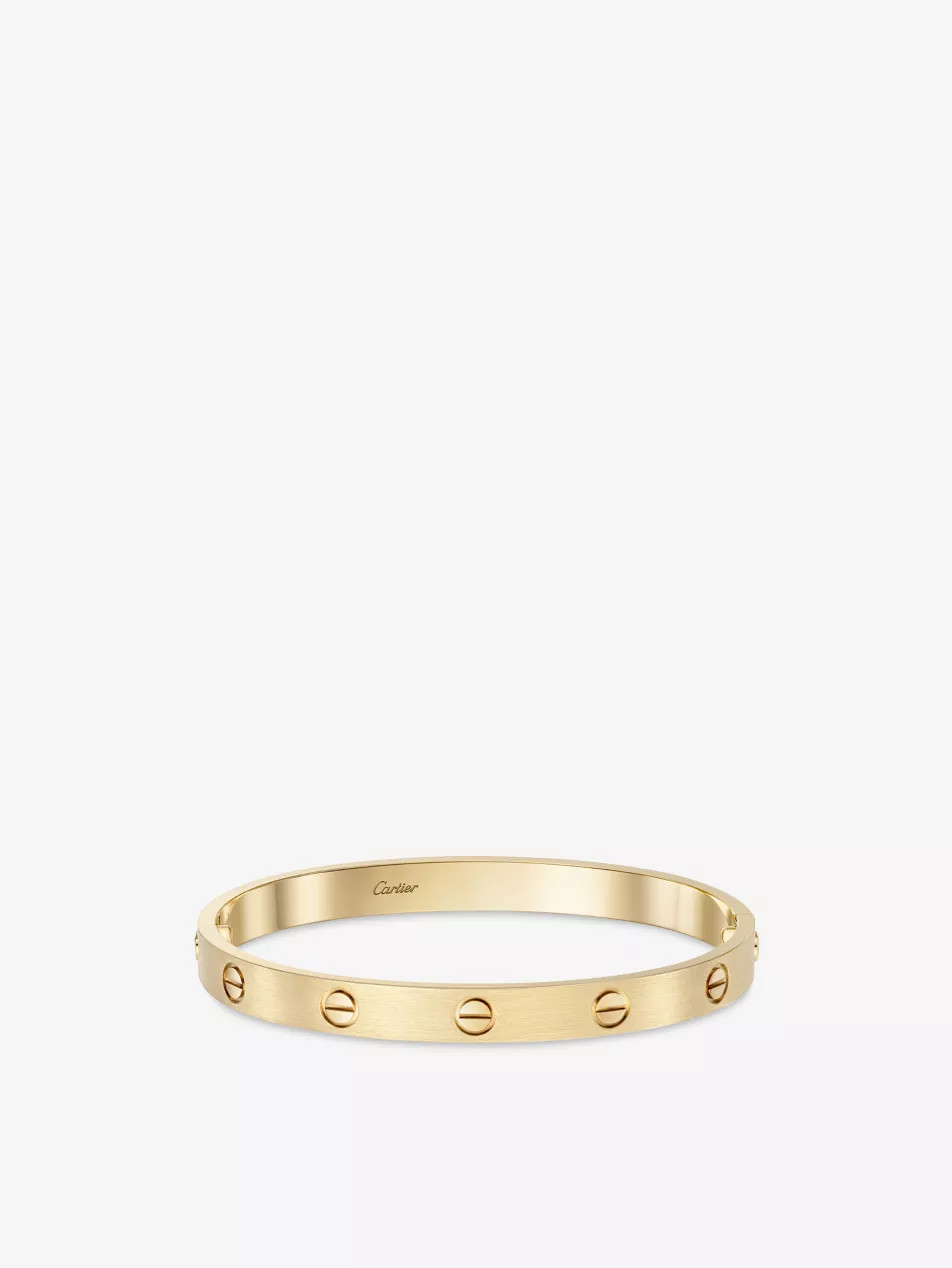 LOVE brushed 18ct yellow-gold bracelet | Selfridges
