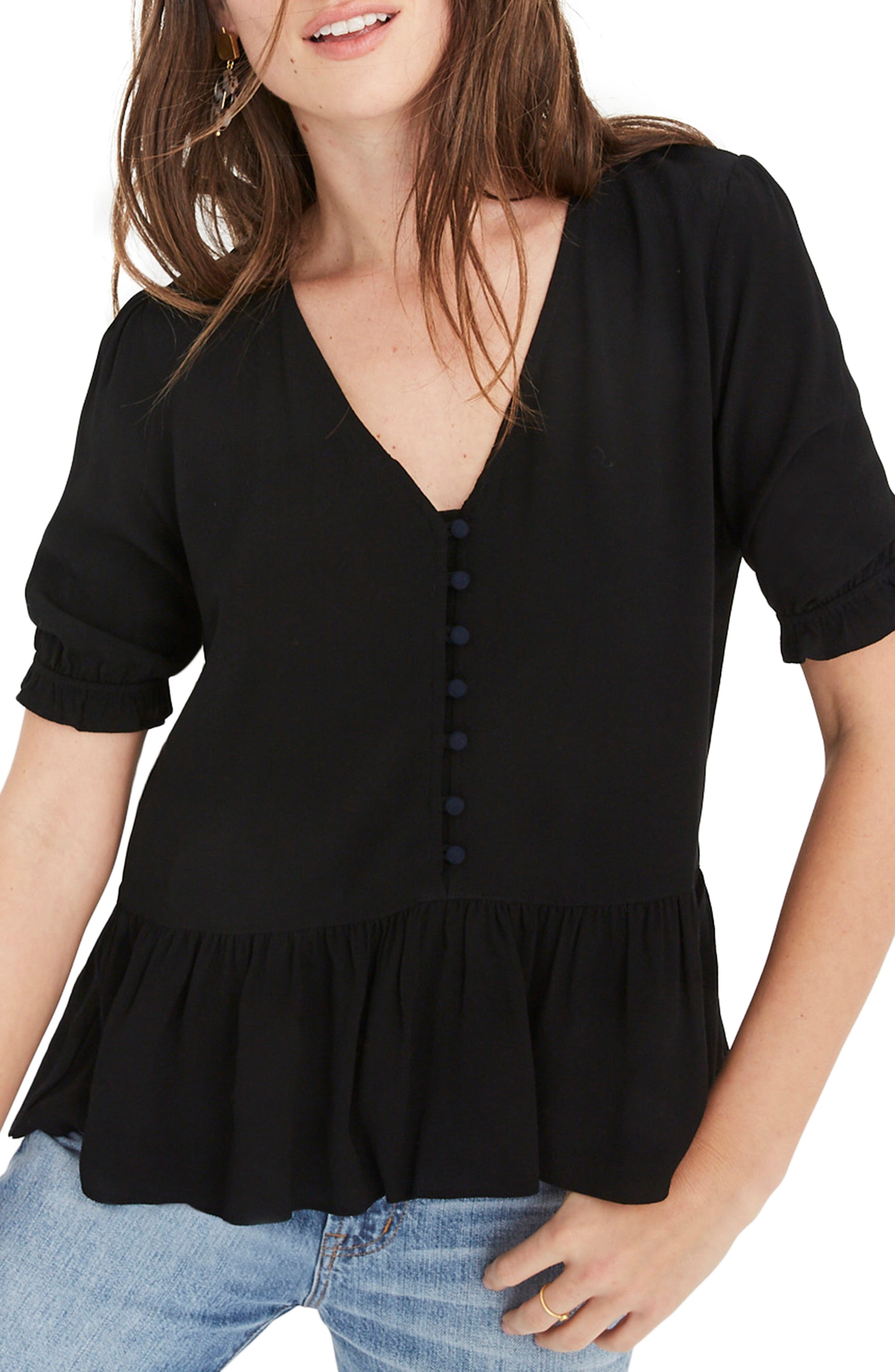 Madewell Courtyard Ruffle Hem Top (Regular & Plus Size) | Nordstrom