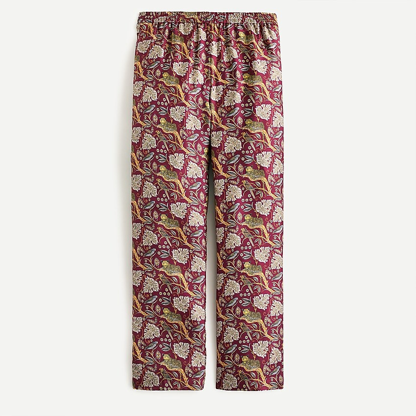 Pull-on silk-twill pant in jungle cat print | J. Crew US