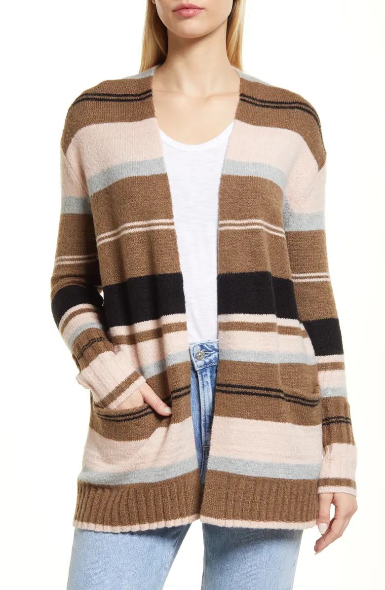 Collarless Open Front Long Cardigan | Nordstrom