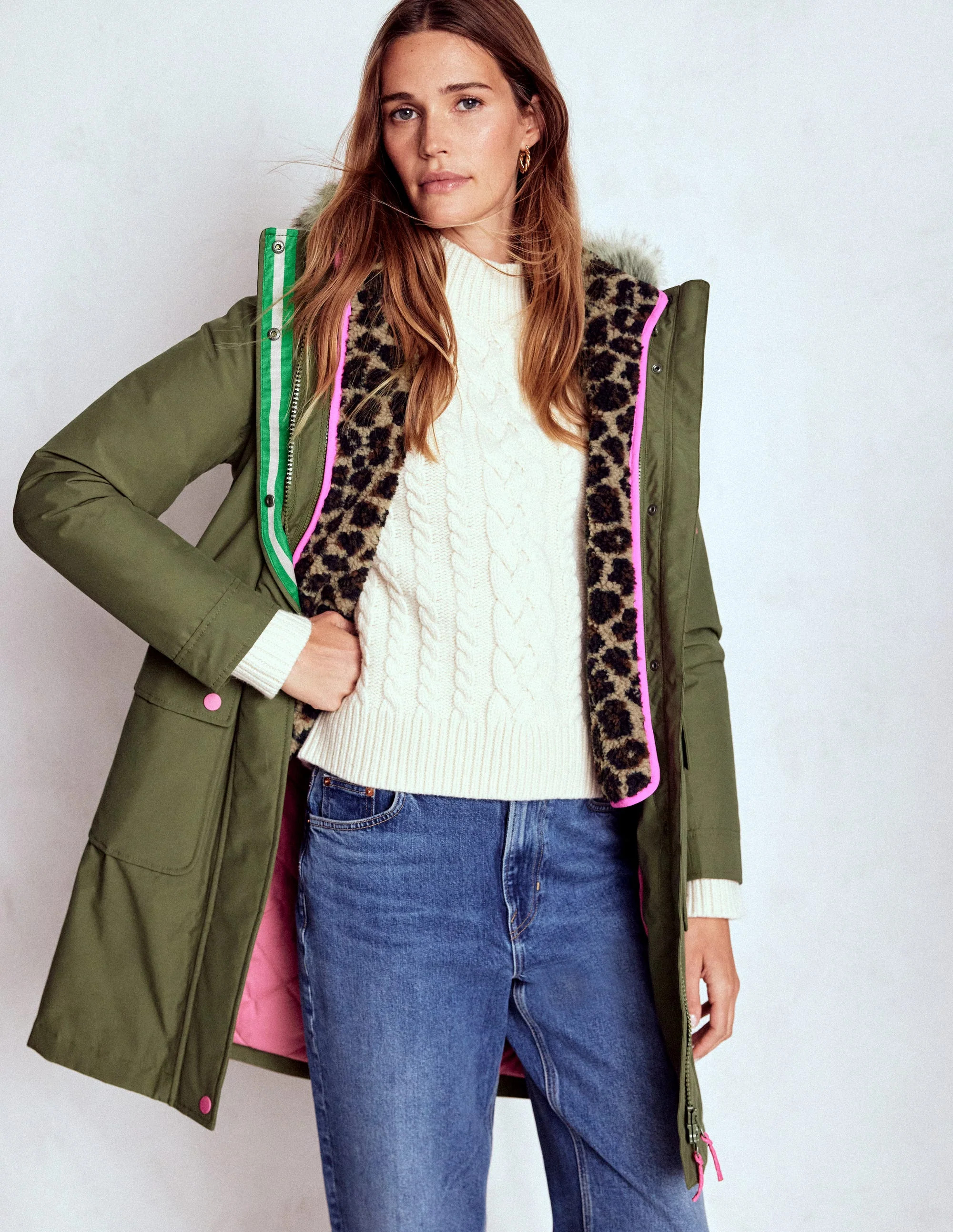 4-In-1 Hooded Parka-Green, Navy, Leopard Borg | Boden (US)