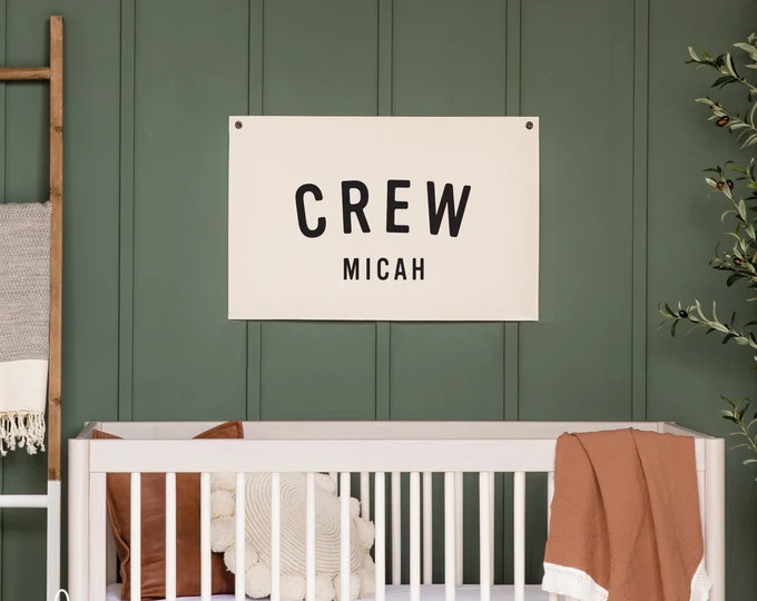 Custom Name Canvas Wall Flag, Printed Name Sign, Personalized Nursery Name Banner, Name Flag, Glo... | Etsy (US)