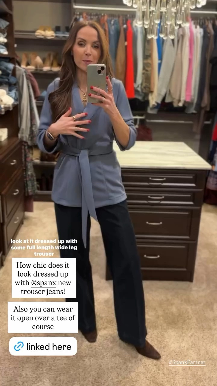 Love the new @spanx trouser jeans- I am in a small but could have done an x small. Use code MERRICKXSPANX