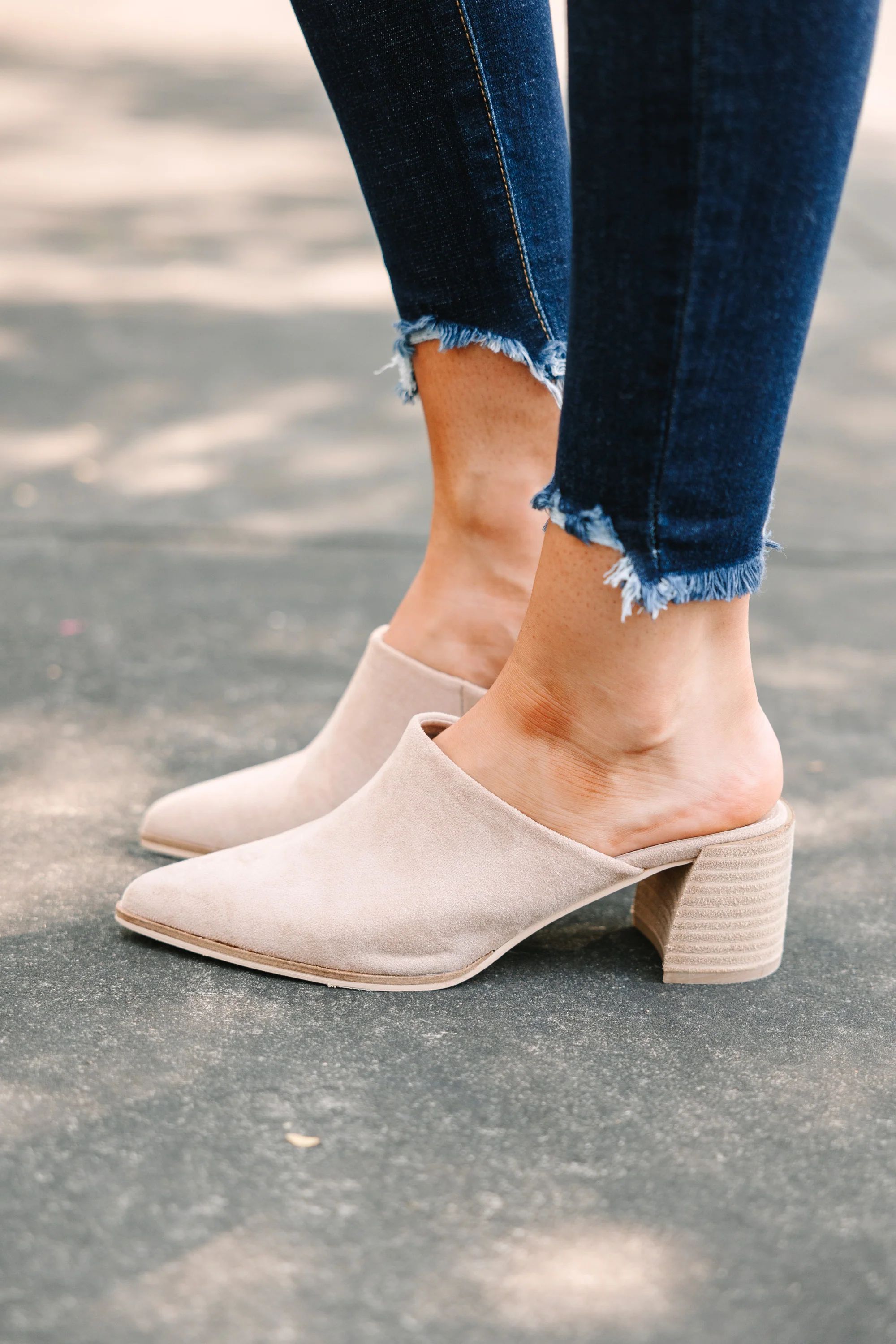 Tell Me Everything Taupe Brown Heeled Mule | The Mint Julep Boutique