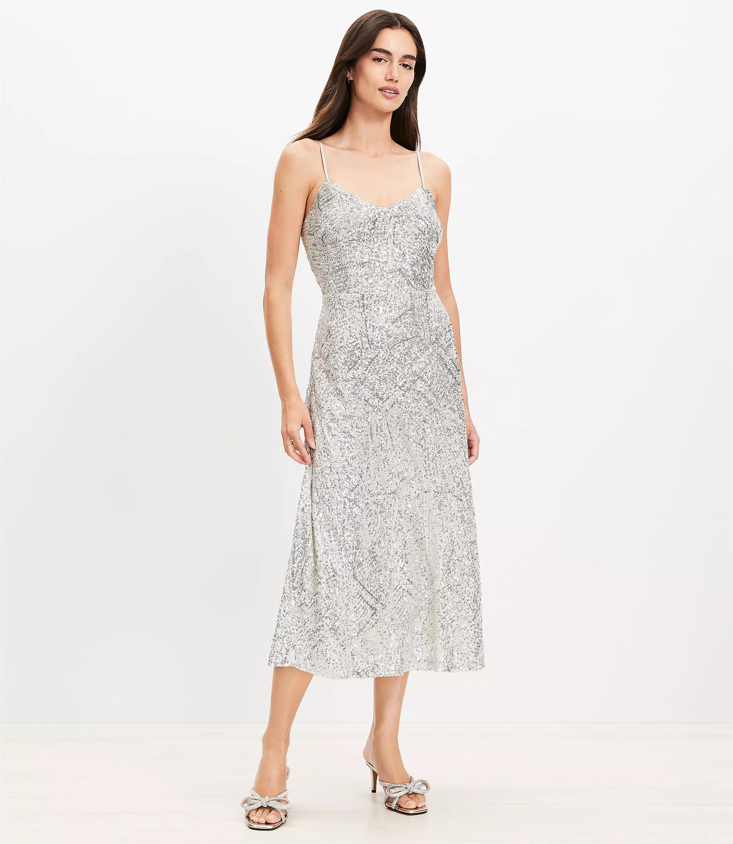 Petite Sequin Strappy Midi Dress | LOFT