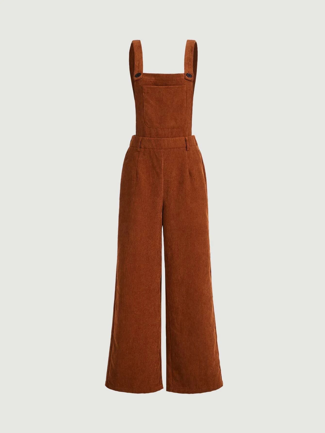 SHEIN MOD Solid Patched Pocket Overall Jumpsuit Without Blouse | SHEIN