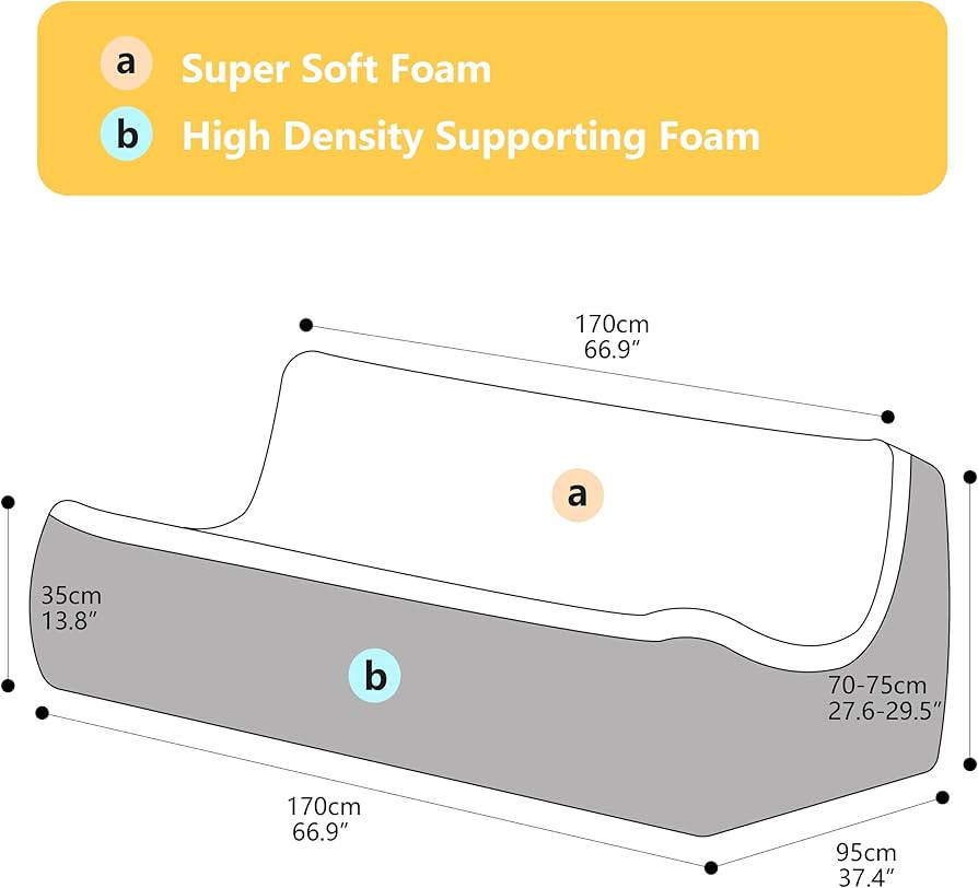 N&V Fireside Three Seater Sofa, Mid Century Armless Twin Size Floor Lounge Chair, Soft Premium Co... | Amazon (US)