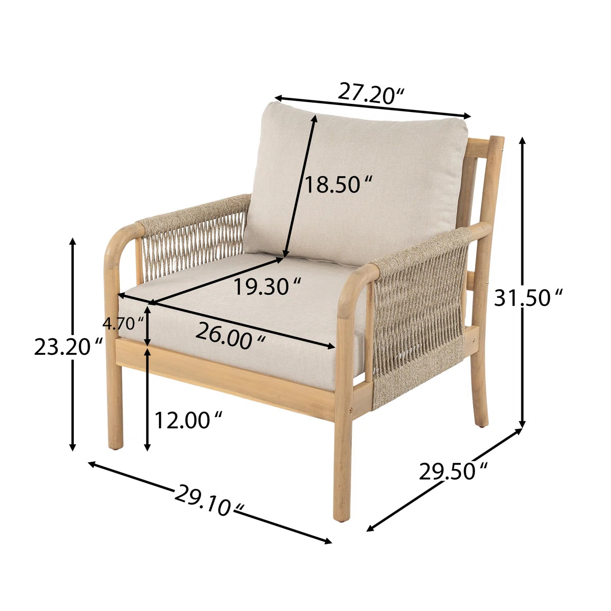 Casper Outdoor Acacia Wood Conversation Set with Coffee Table and Cushions | Wayfair North America