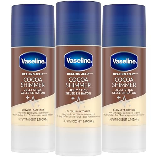 Vaseline Cocoa Shimmer Jelly Stick – Non-Greasy Moisturizer for Glowing Skin, Face & Body Lotion, Travel-Size, 1.4 Oz Ea, Pack of 3. | Amazon (US)