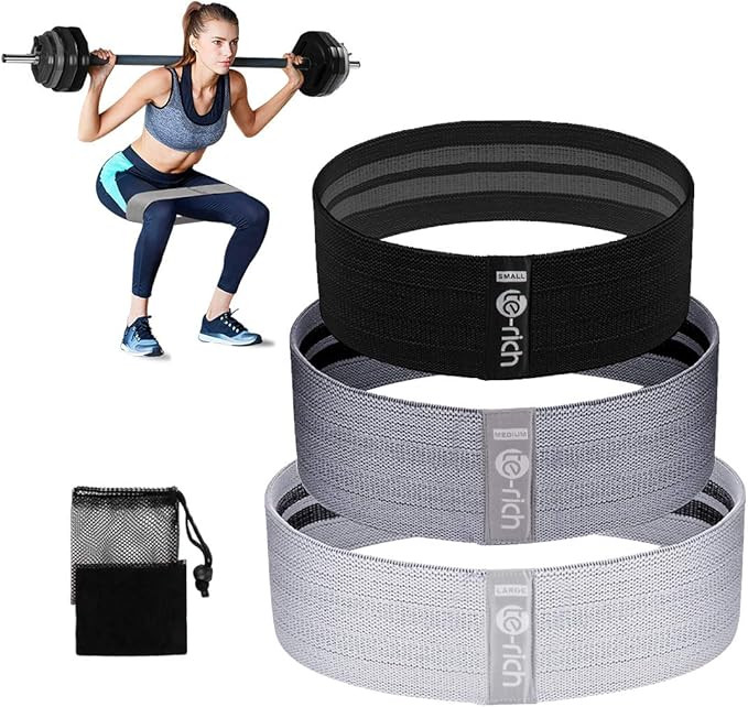 Te-Rich Fabric Resistance Loop Exercise Bands, Cloth Booty Training Bands, Non-Slip/Thick Wide Fi... | Amazon (US)