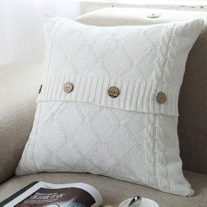 DONEUS Cotton Cable Knitted Pillow Case Cushion Cover Decorative Knitting Patterns Square Warm Th... | Amazon (US)