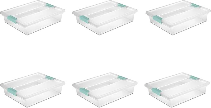 Sterilite 19638606 Large Clip Box, Clear with Blue Aquarium Latches, 6-Pack | Amazon (US)