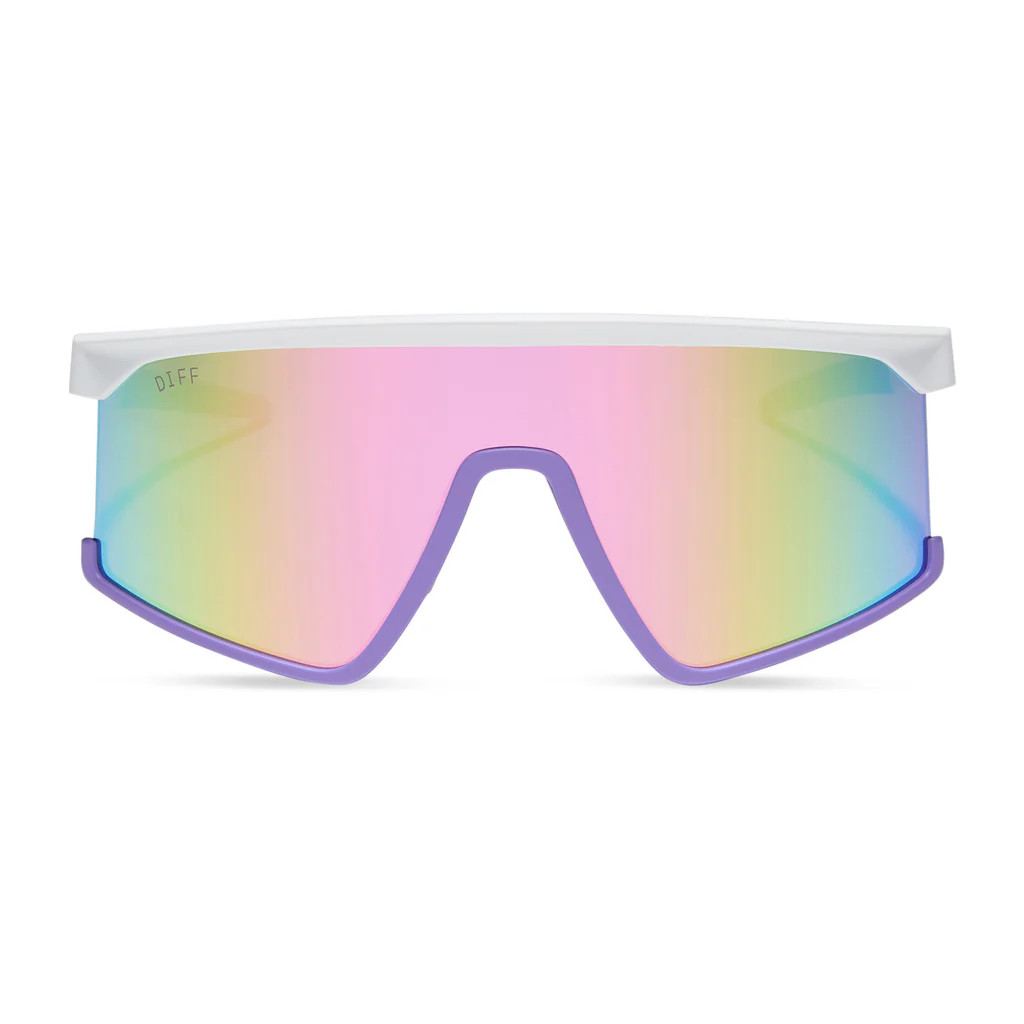 COLOR: matte white lavender sherbet rainbow mirror polarized sunglasses | DIFF Eyewear