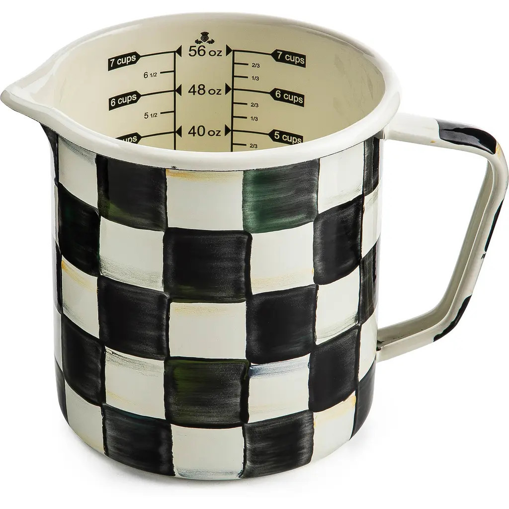 MACKENZIE CHILDS Courtly Check Enameled Steep 7-Cup Measure in Black/White at Nordstrom | Nordstrom