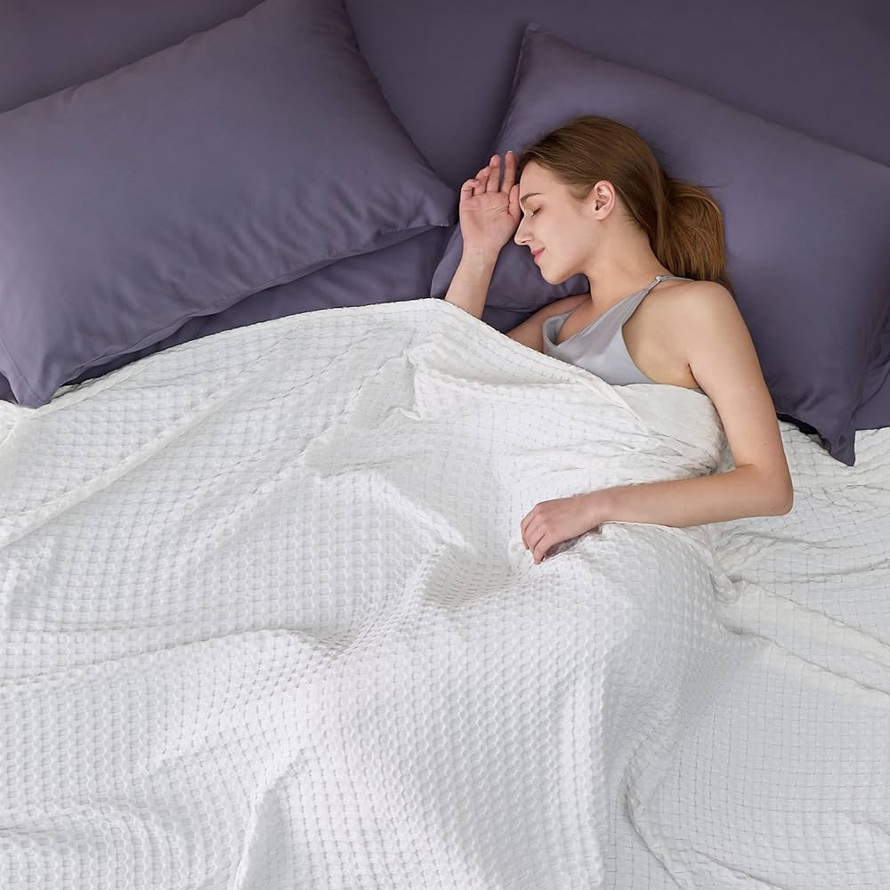 BEDSURE Cooling Bamboo Waffle King Size Blanket - Soft, Lightweight and Breathable Cal King Blank... | Amazon (US)
