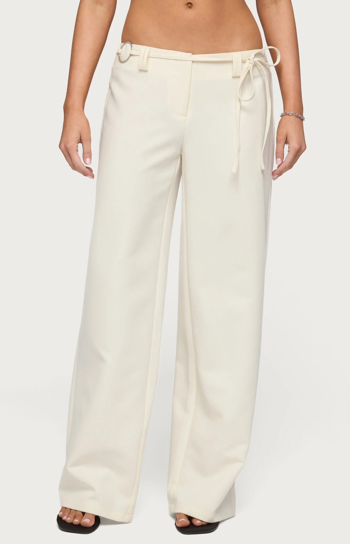 Edikted Women's Raphael Tie Belt Pants in White - Size XL | PacSun