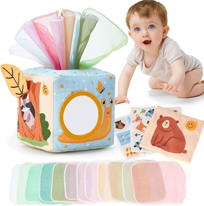hahaland Baby Tissue Box Toy Montessori Toys for 6 Month Old Baby Toys 6-12 Months Must Haves - B... | Amazon (US)