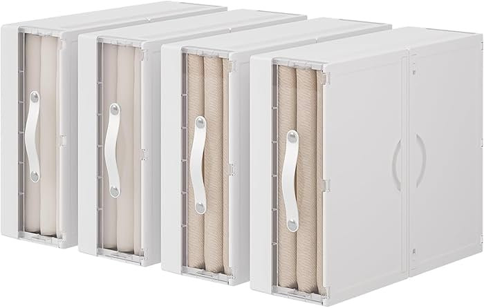 Bed Sheet Organizers and Storage, Foldable Closet Organizer with Handle, Plastic Bedding Storage ... | Amazon (US)