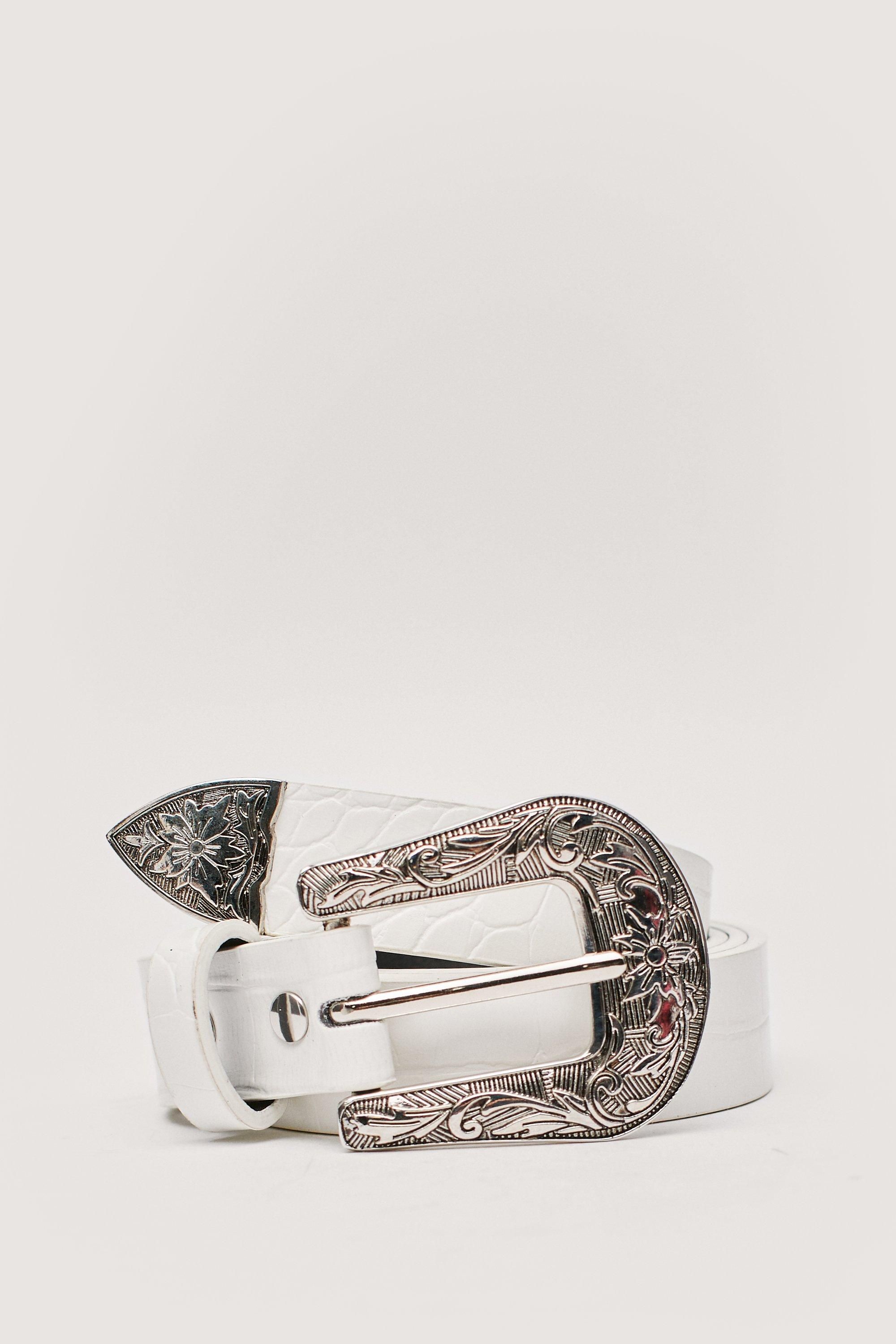 Faux Leather Croc Western Buckle Belt | Nasty Gal (US)