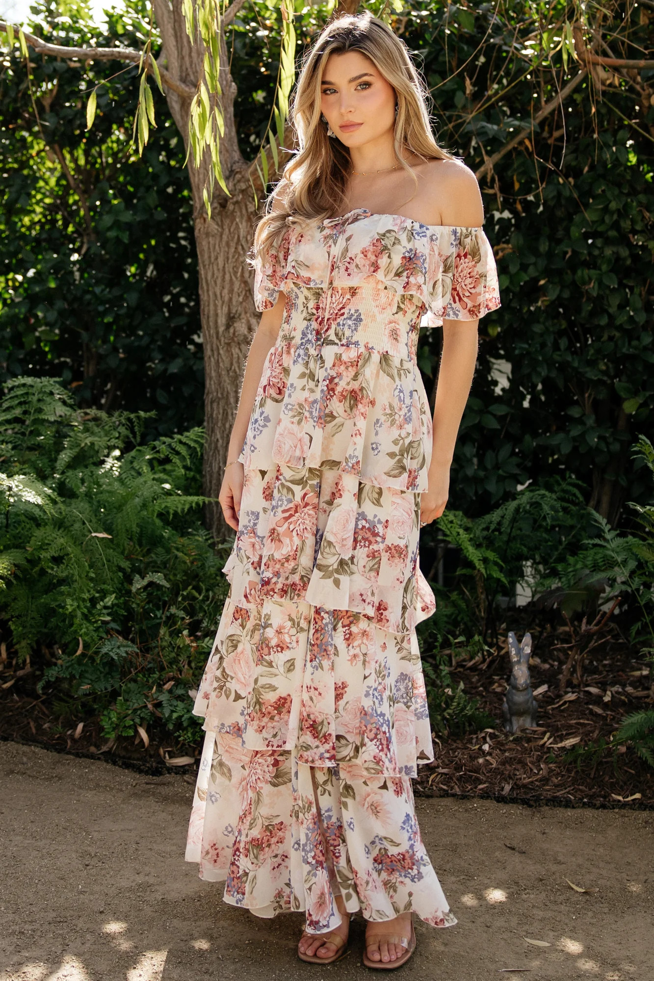 Carina Off Shoulder Maxi Dress — Black + Mauve | Baltic Born | Baltic Born