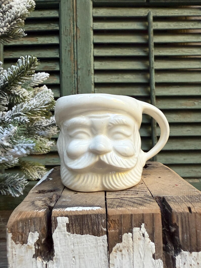 Vintage All White Santa Mug Crazed Santa Mug White Santa Mug Antique Farmhouse Vintage Christmas ... | Etsy (US)