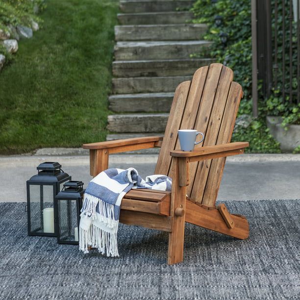 Manor Park Acacia Wood Outdoor Adirondack Chair, Brown | Walmart (US)