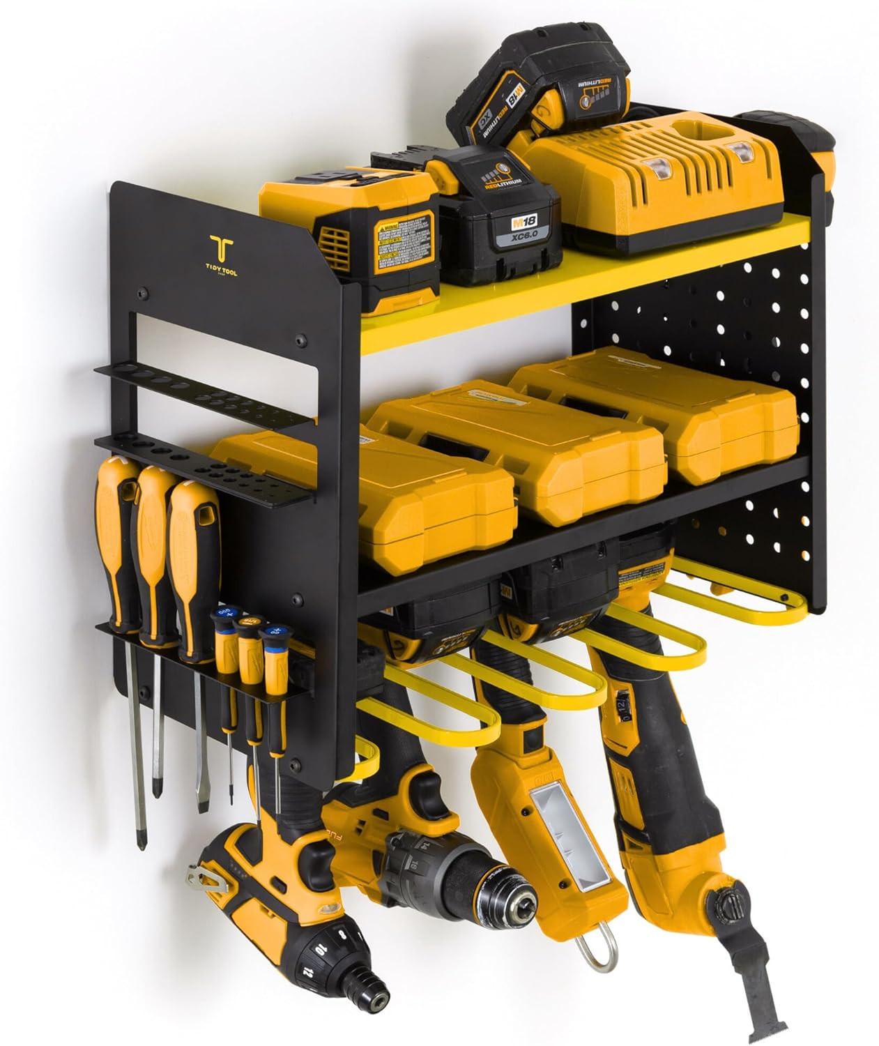 Power Tool Organizer Wall Mount, 4 Layer Heavy Duty Metal Tool Storage Rack with 4 Drill Holders,... | Amazon (US)