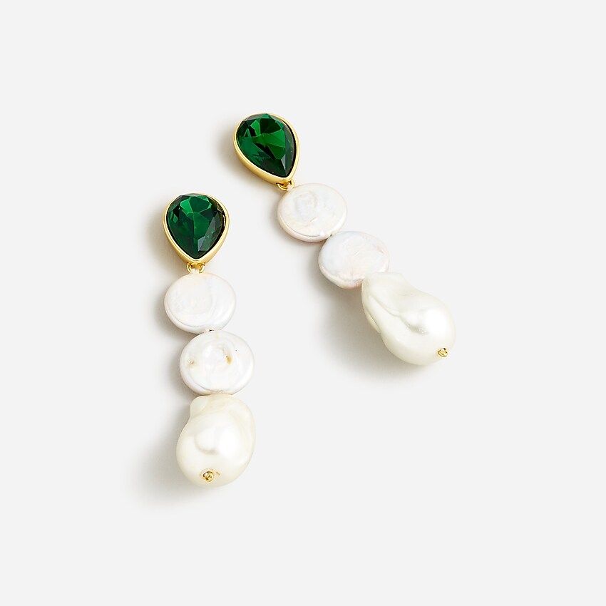 Freshwater pearl and crystal drop earrings | J.Crew US