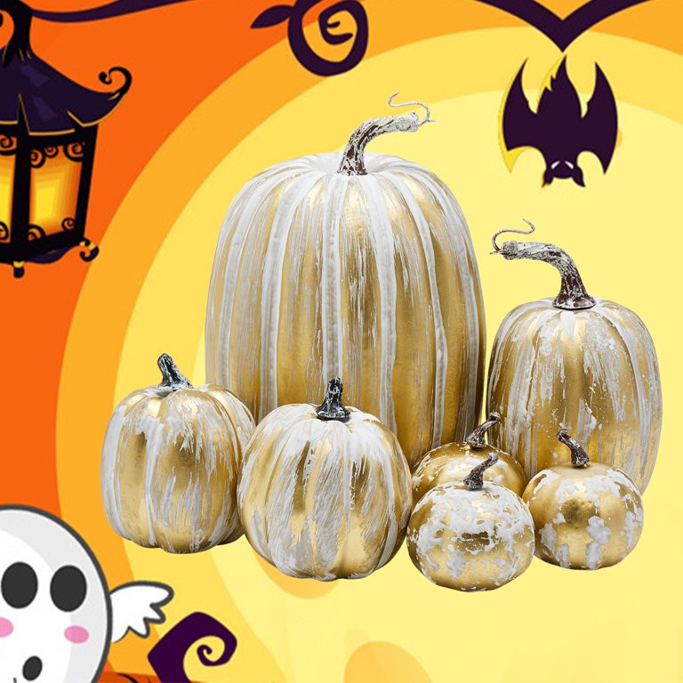 Huakaishijie 7 Pcs Artificial Pumpkins Halloween Pumpkins Faux Rustic Decorative Foam Pumpkins - ... | Walmart (US)