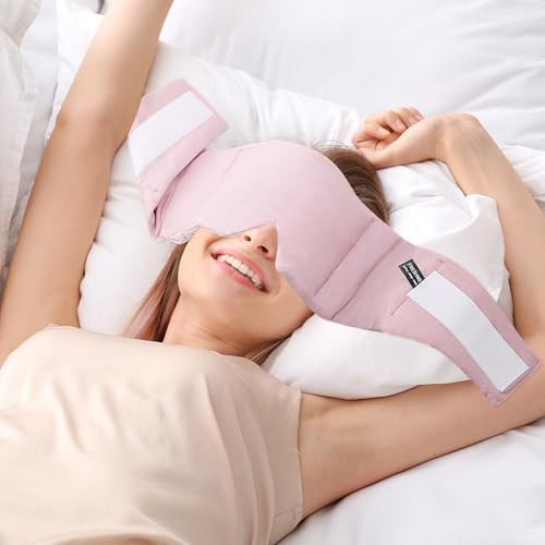 FRESHME Weighted Sleep Mask for Women - Pink Oversize Large (0.7lb/11oz) Cotton Heavy Blackout Fa... | Amazon (US)
