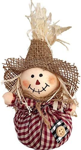 Plush Fall Scarecrow Sitter - Burgundy Plaid | Amazon (US)