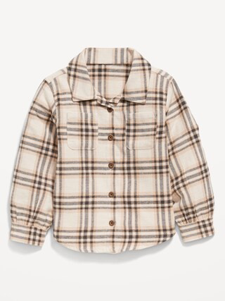 Long-Sleeve Plaid Pocket Shirt for Toddler Girls | Old Navy (CA)