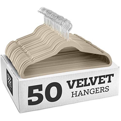 Zober Non-Slip Velvet Hangers - Suit Hangers (50-pack) Ultra Thin Space Saving 360 Degree Swivel Hoo | Amazon (US)