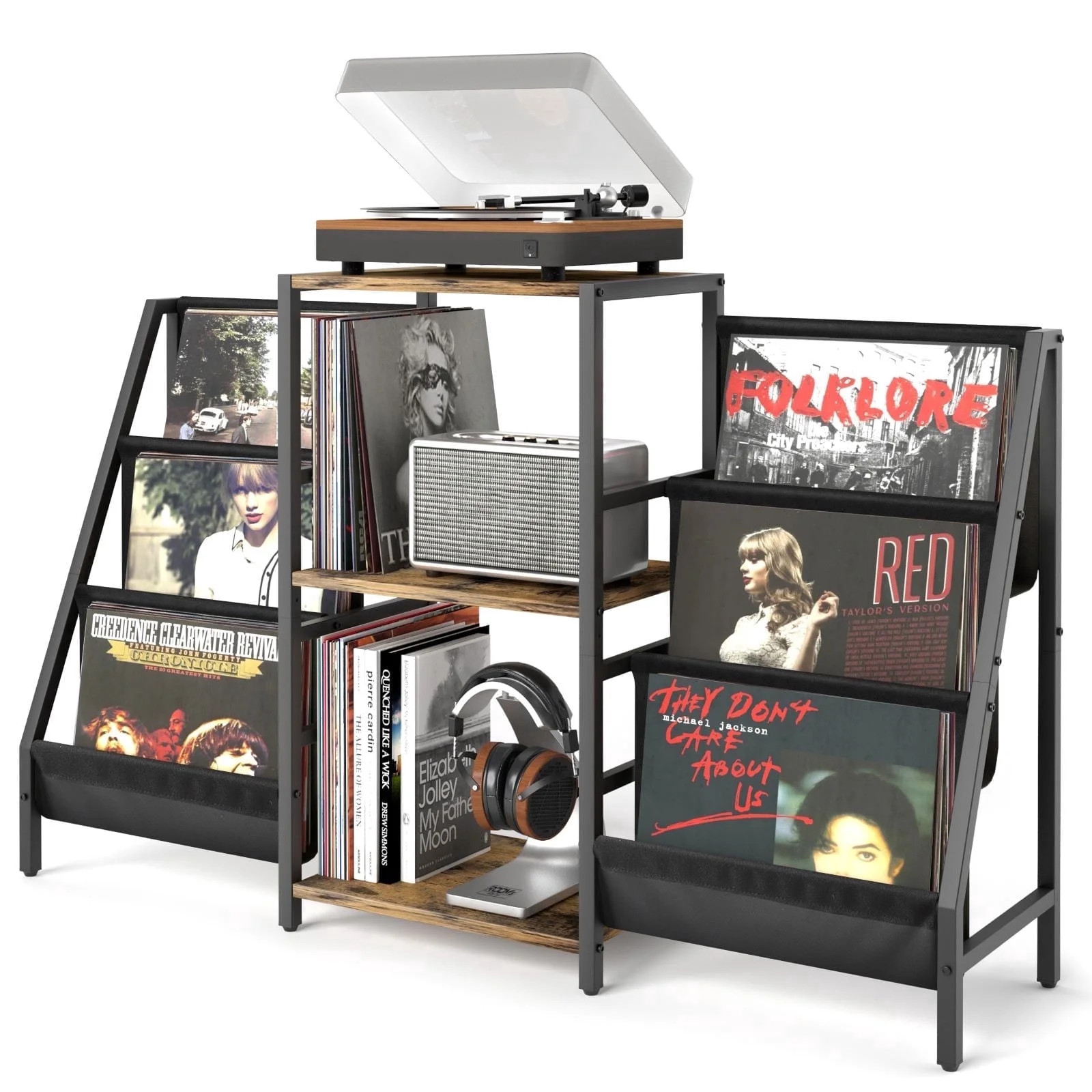 Olakee Record Player Stand - 6-Tier Vinyl Record Storage for up to 280 Albums, Turnable Stand for... | Walmart (US)