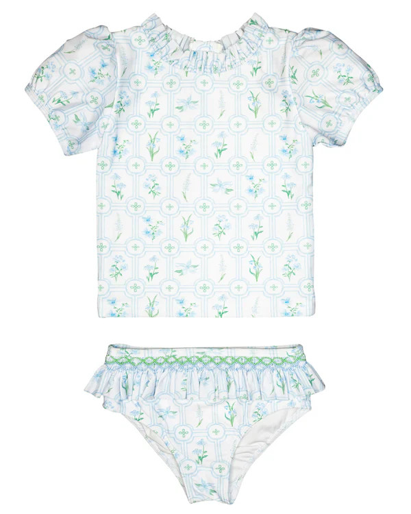 Floral Lattice Smocked Bikini | Smockingbird Kids