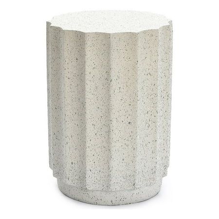 LuxenHome Off White with Gray Cement Indoor Outdoor Side Table | Walmart (US)