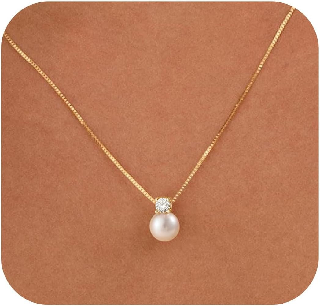 WFYOU Pearl Necklaces for Women Trendy 6MM 8MM 10MM Dainty Round Natural Freshwater Pearl Necklac... | Amazon (US)